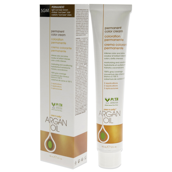 Argan Oil Permanent Color Cream - 5GM Light Root Beer Brown by One n Only 3 oz - Picture 3 of 3